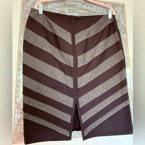 White House Black Market Black and Gray Chevron Pencil Skirt